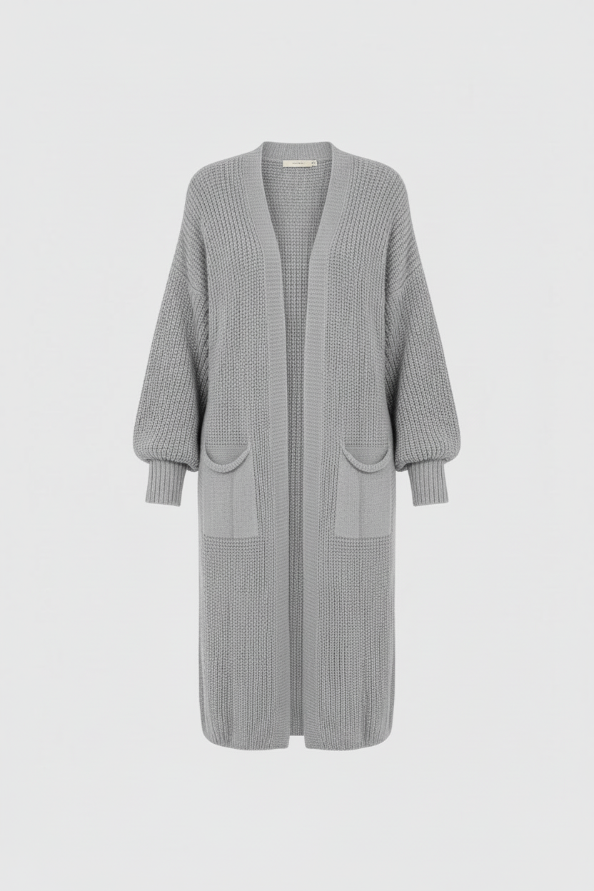 Light grey cardigan flat lay